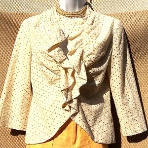 Anthropologie/TABITHA Eyelet Top/Jacket/ Cover with Ruffled Bust
